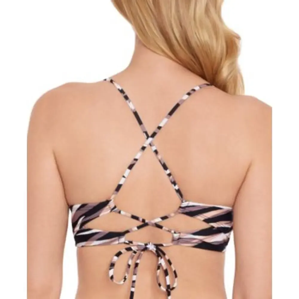 Salt & Cove Women's Juniors' Striped Tie-Front Swim Bikini Top Size XS Multi NWT